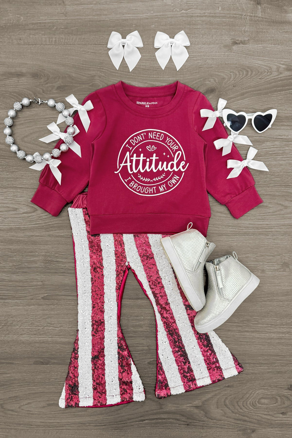 "I Don't Need Your Attitude..." Sequin Bell Bottom Set