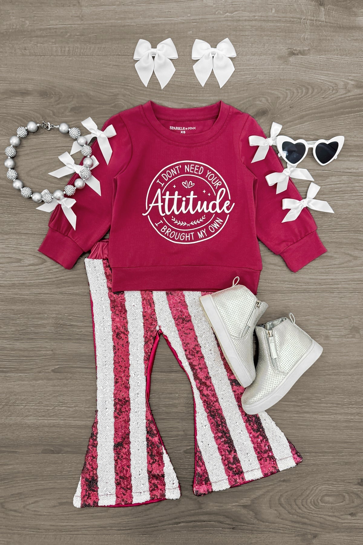 "I Don't Need Your Attitude..." Sequin Bell Bottom Set