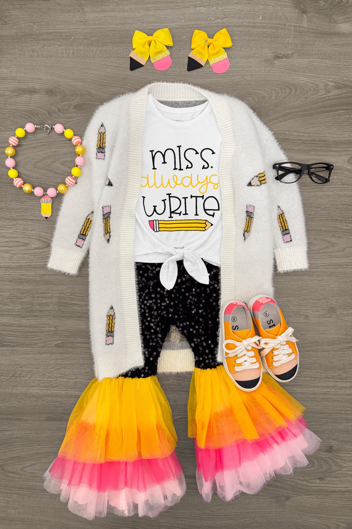 "Miss Always Write" Sequin Bell Bottom Set