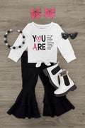 "You Are..." Black Denim Bell Bottom Set