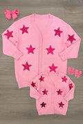 Mom & Me - Pink Sequin Star Cardigan