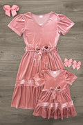 Mom & Me - Blush Pink Velvet Dress