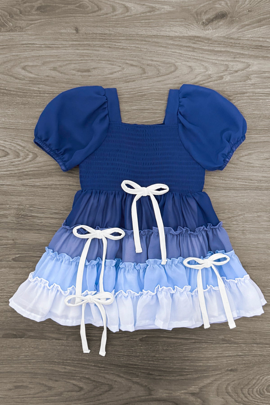 Mom & Me - Blue Ruffle Bow Dress
