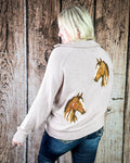 Field & Stable Horse Quarter Zip Pullover in Mauve