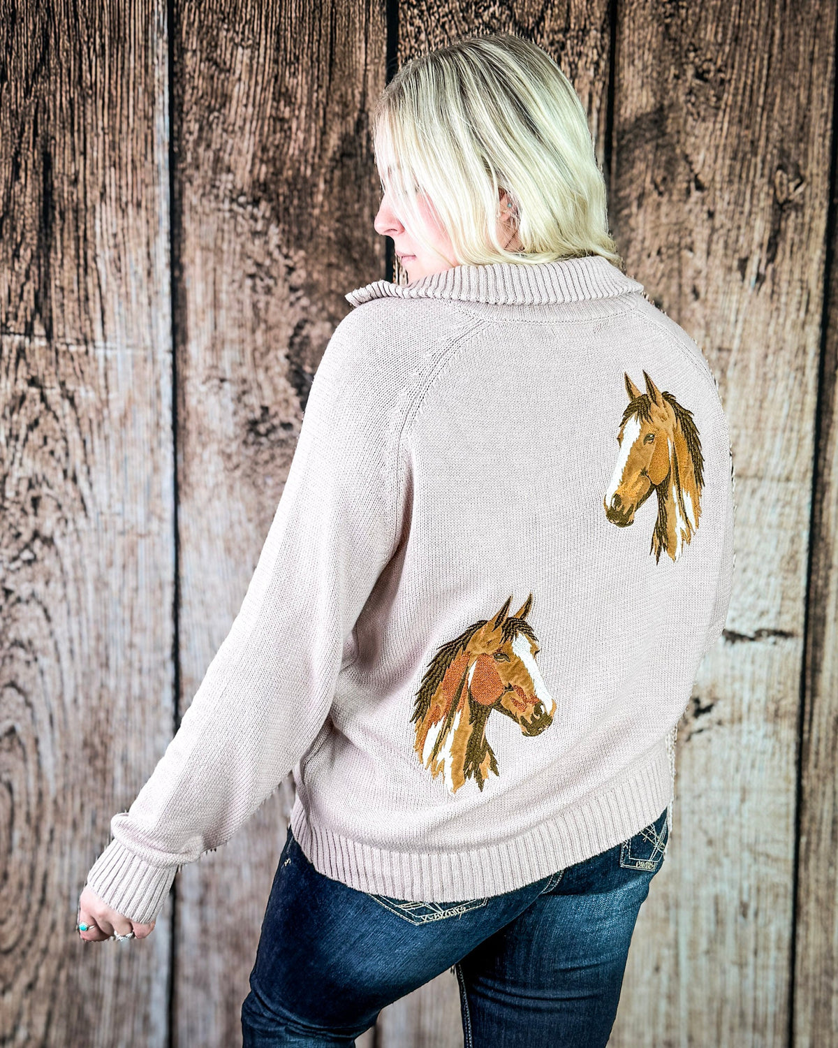 Field & Stable Horse Quarter Zip Pullover in Mauve