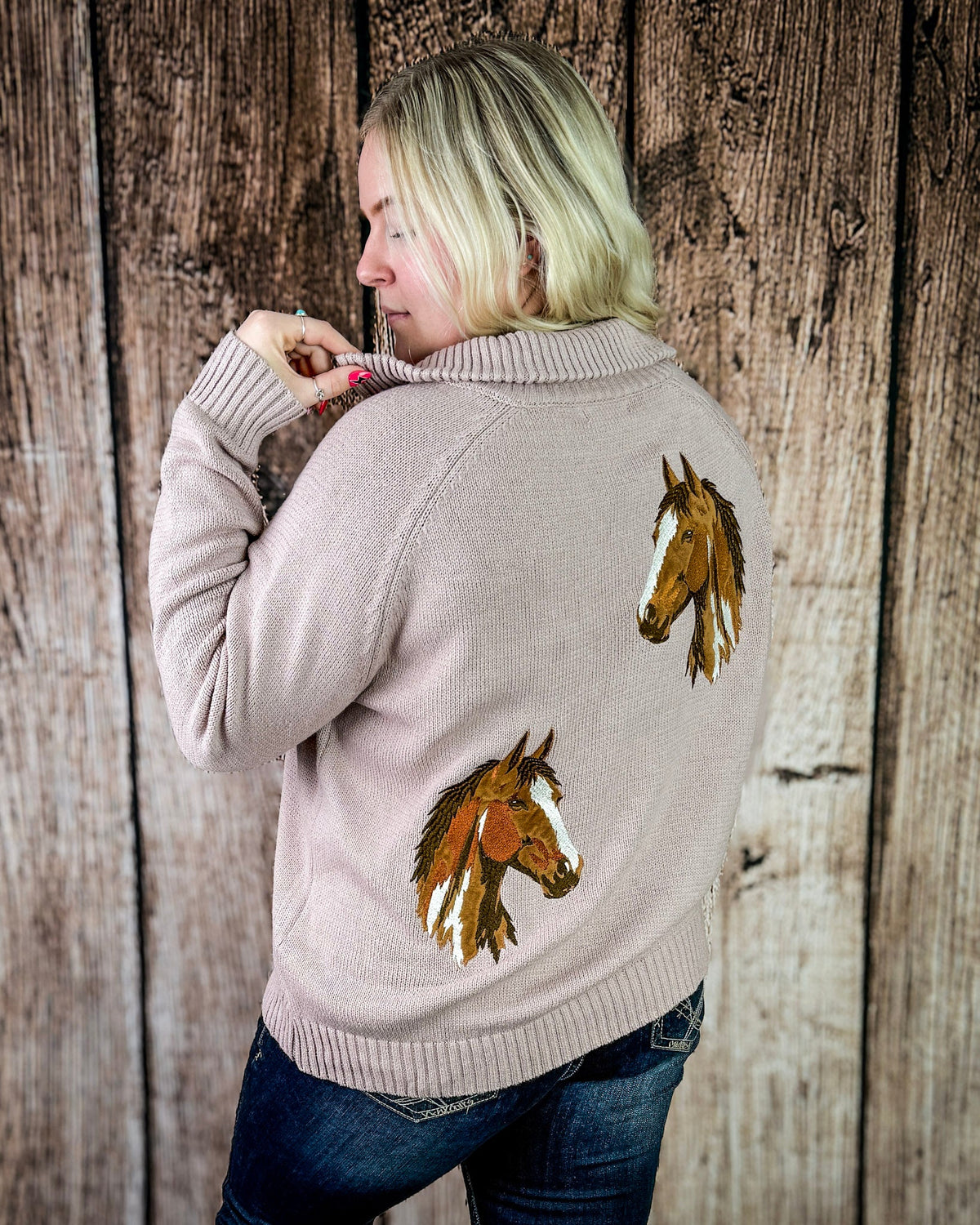 Field & Stable Horse Quarter Zip Pullover in Mauve