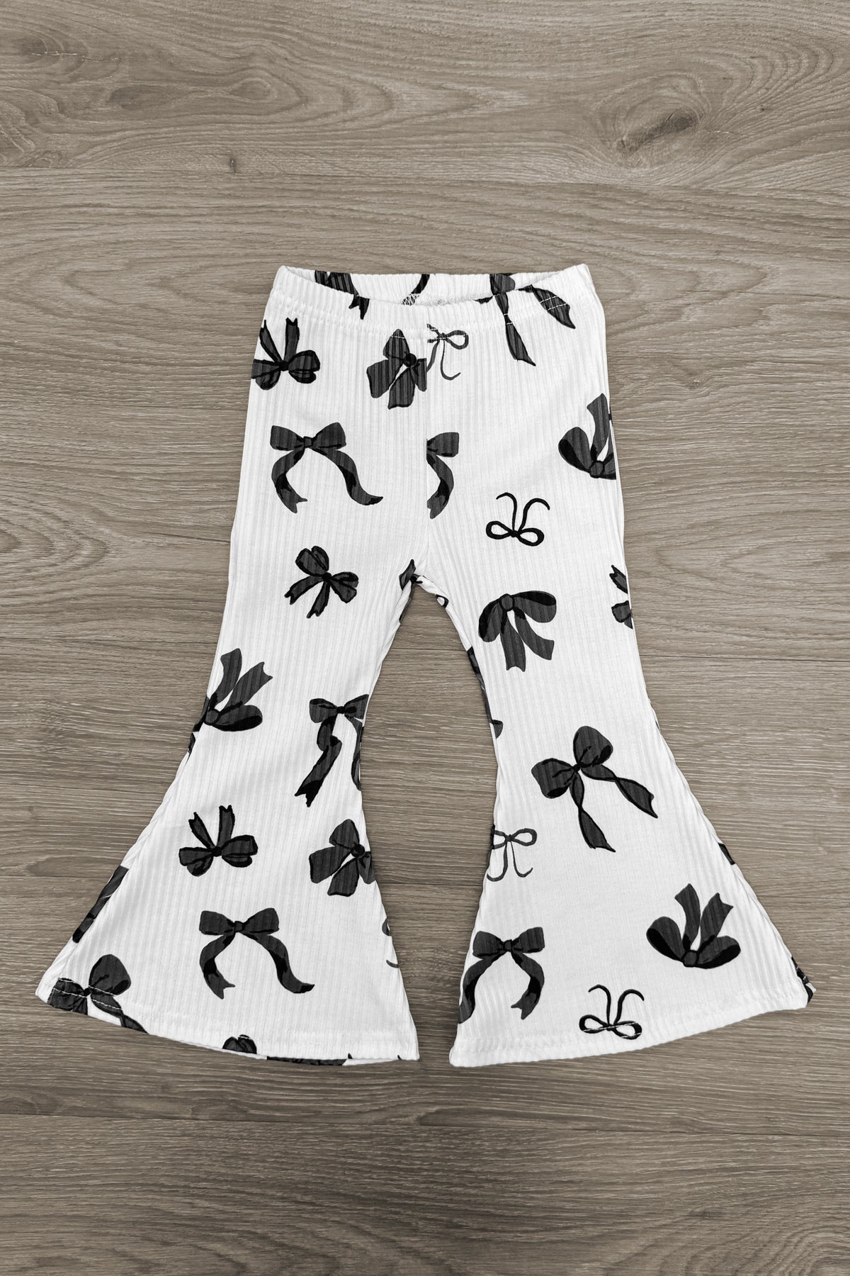 Black & White Pearl Bow Flare Pant Set