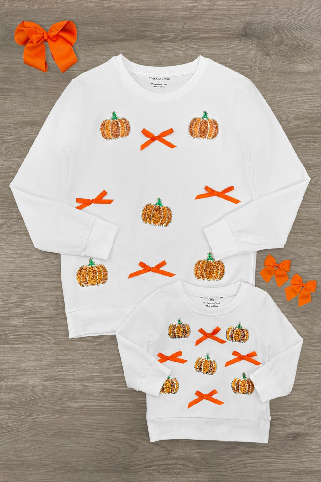 Mom & Me - White Sequin Pumpkin Top