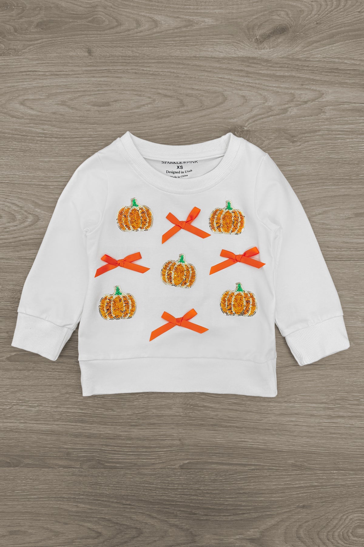 Mom & Me - White Sequin Pumpkin Top