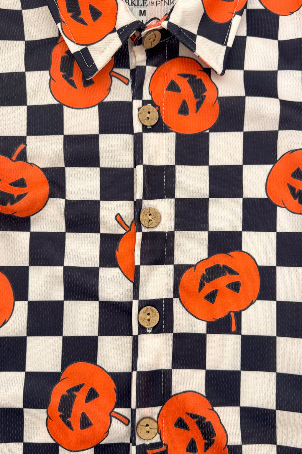 Checkered Jack-O'-Lantern Button Down Top
