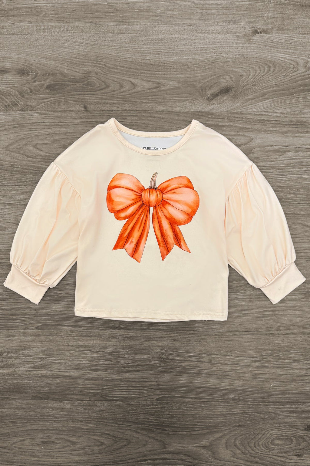 Cream Pumpkin Bow Suede Skirt Set