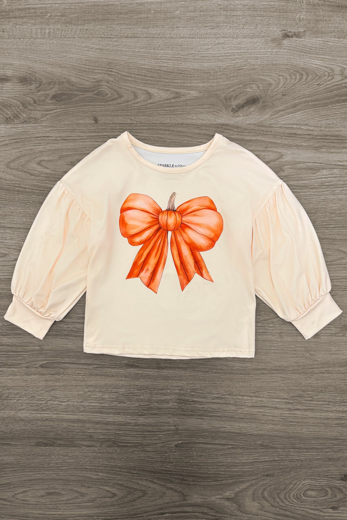 Cream Pumpkin Bow Suede Skirt Set