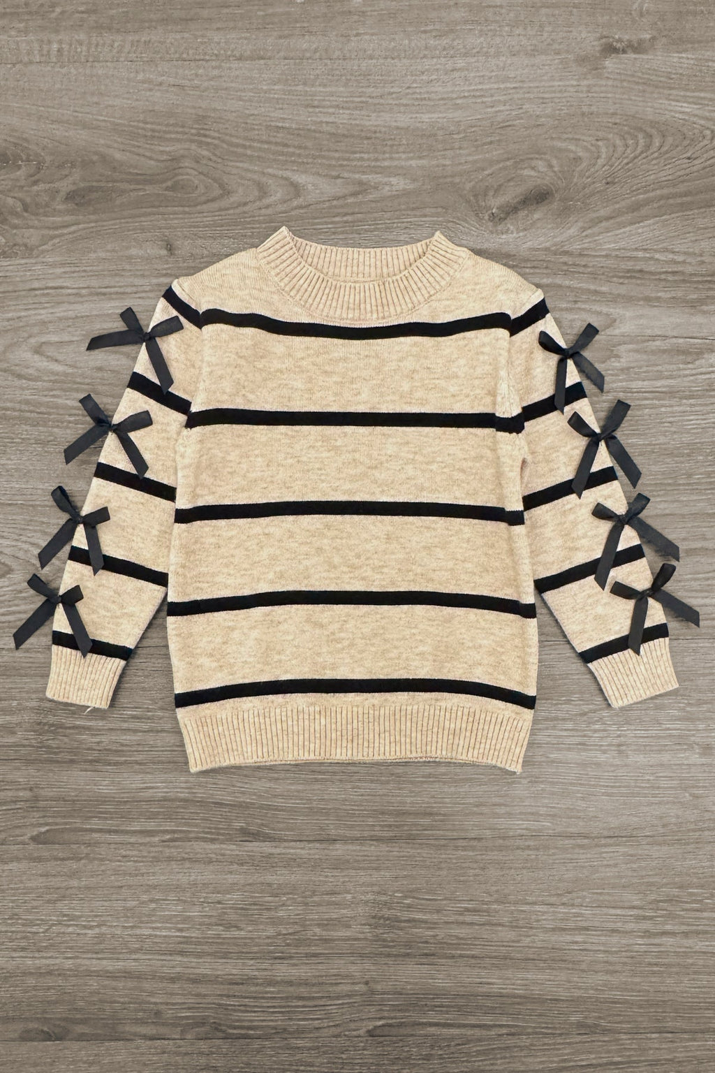 Mom & Me - Striped Bow Sweater & Denim Pant Set