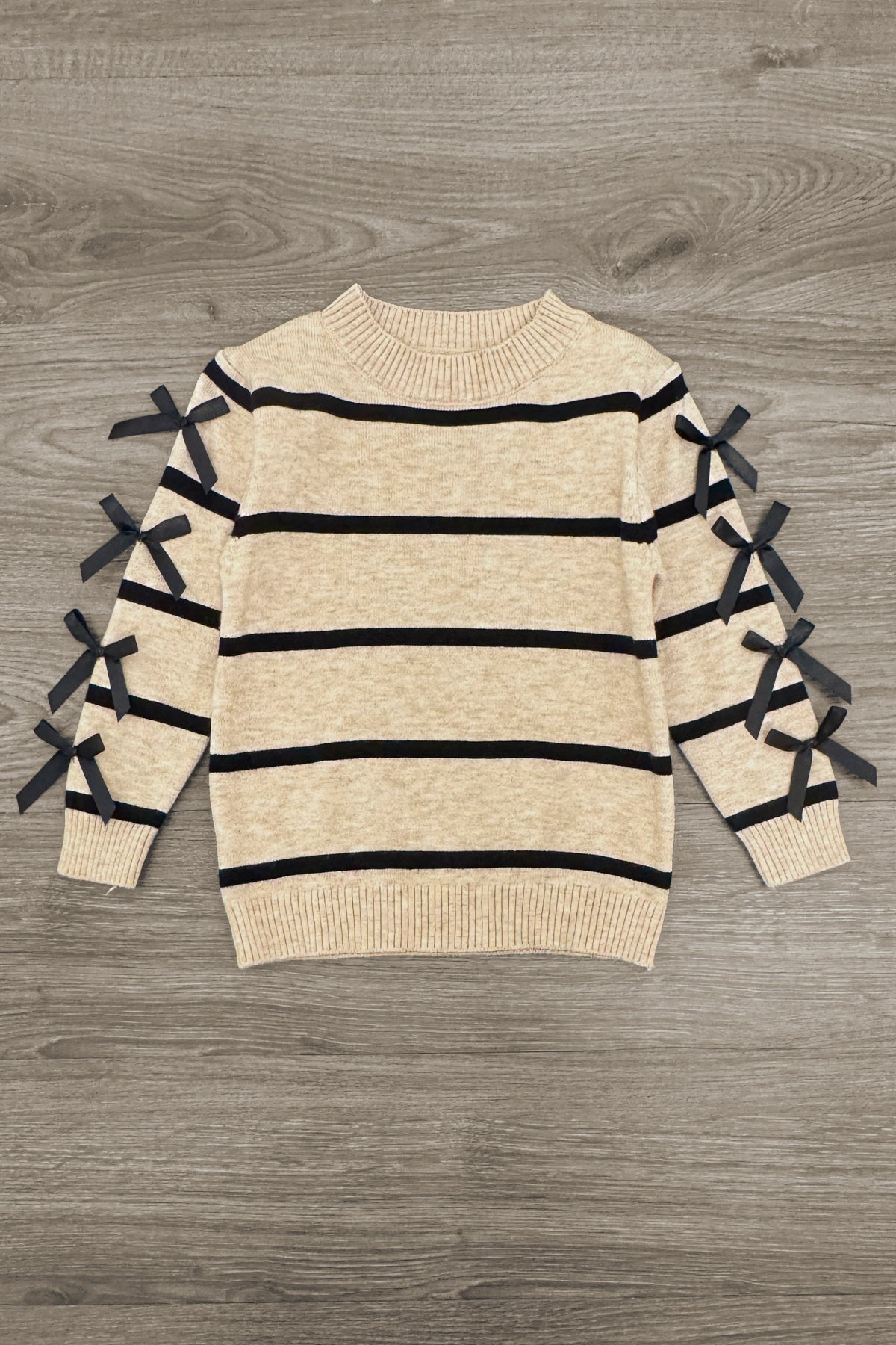 Mom & Me - Striped Bow Sweater & Denim Pant Set