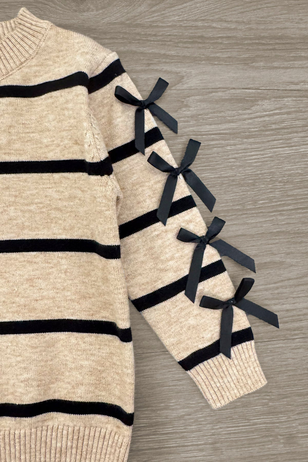 Mom & Me - Striped Bow Sweater & Denim Pant Set
