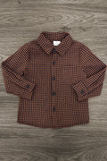 Family Navy Velvet Dress & Brown Gingham Button Down