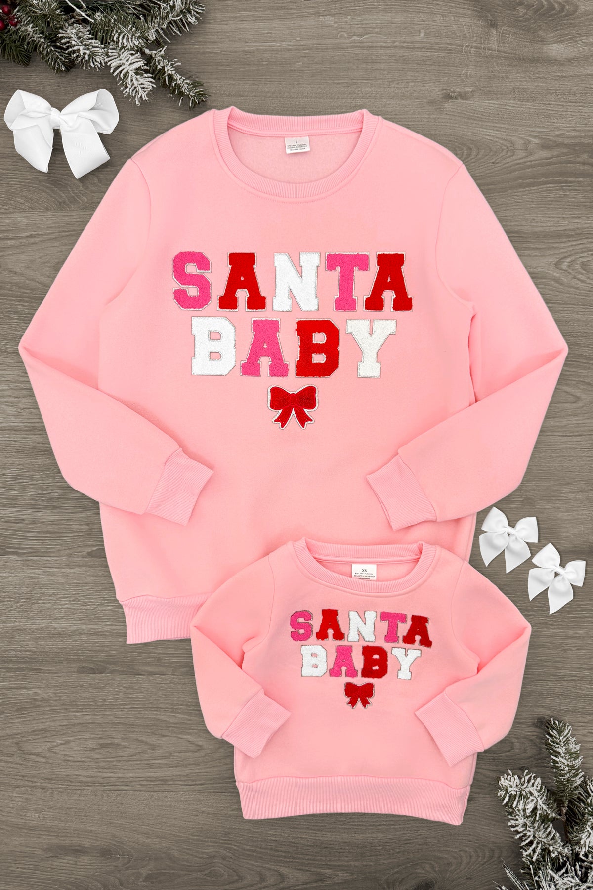 Mom & Me - "Santa Baby" Pink Sweatshirt