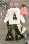 Christmas Tree Knit Sweater Flare Pant Set