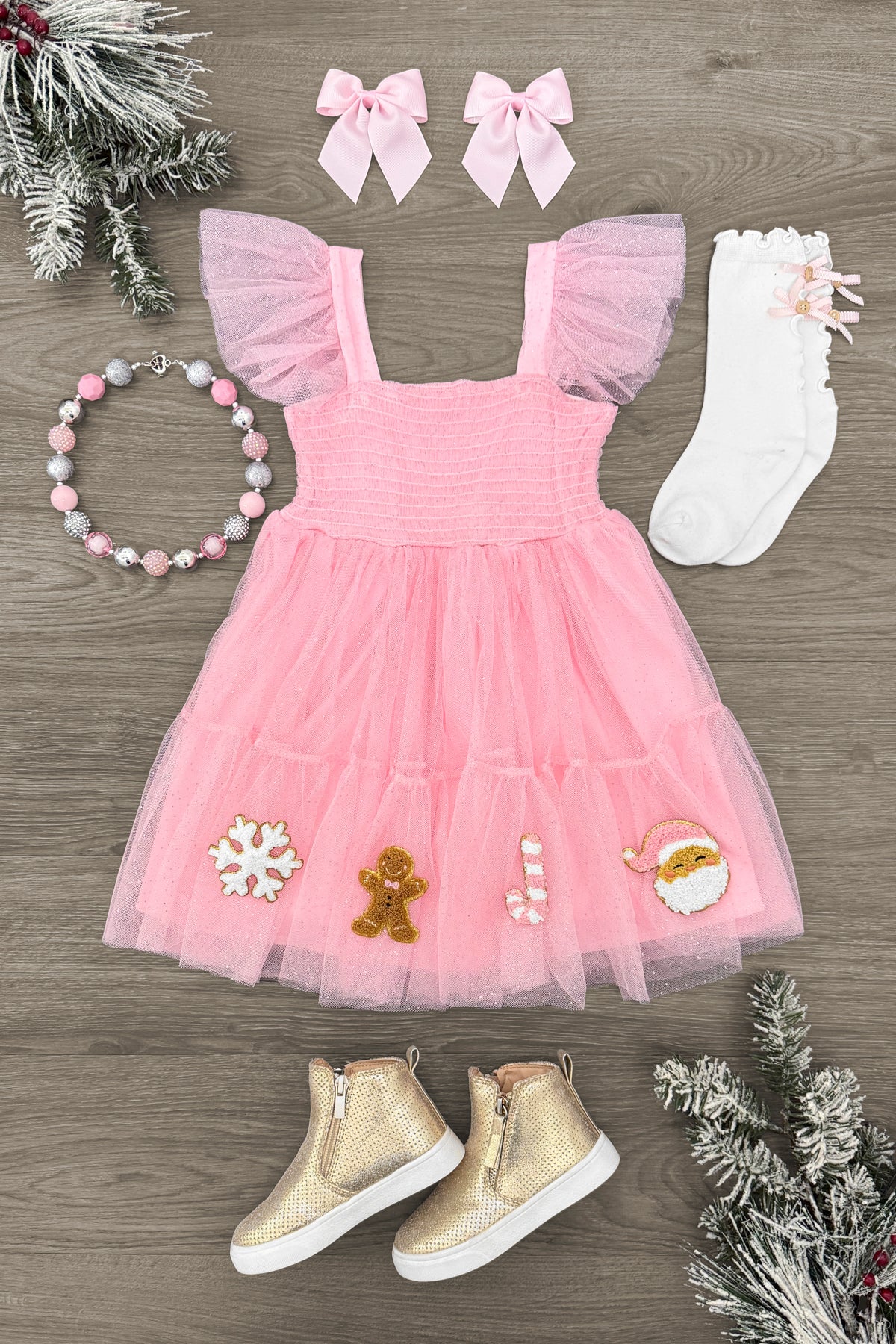 Pink Glitter Christmas Tulle Dress