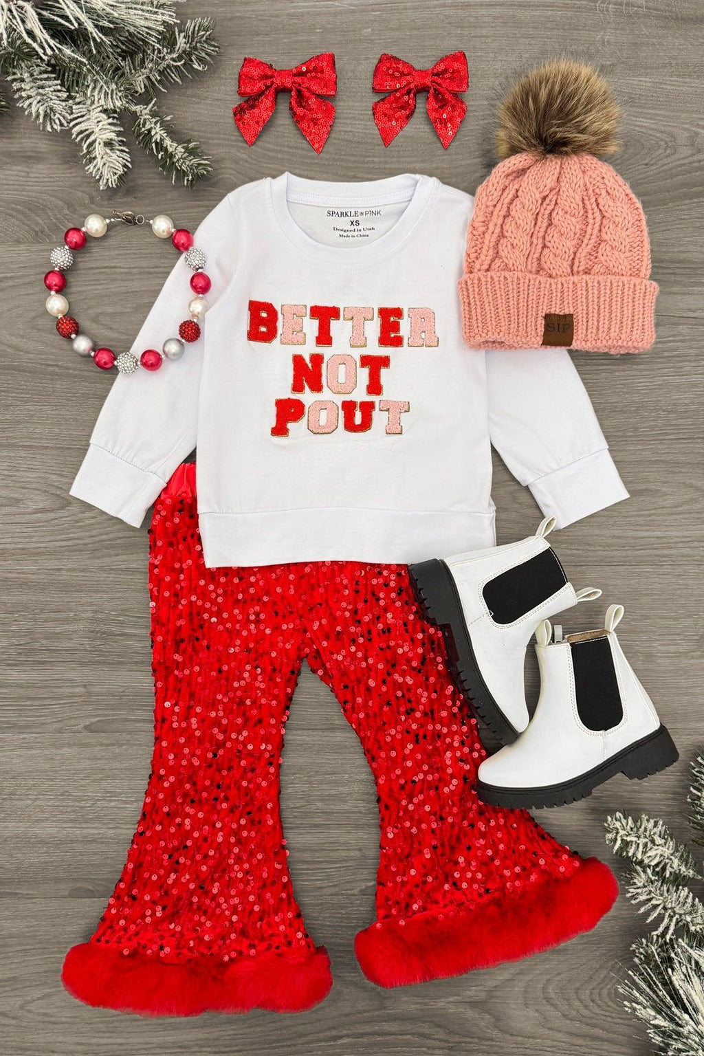 "Better Not Pout" Sequin Flare Set