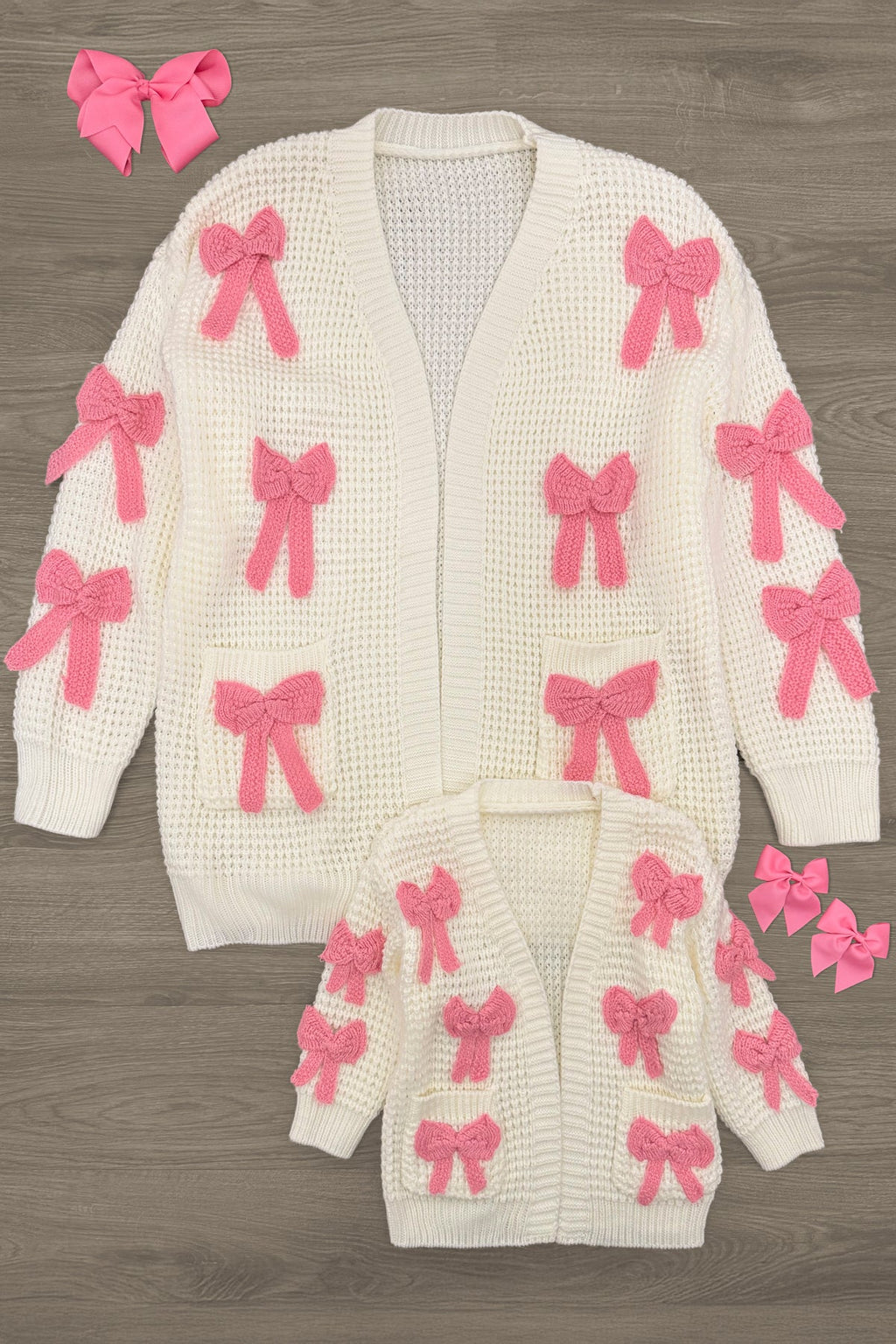 Mom & Me - Cream Knit Bow Cardigan