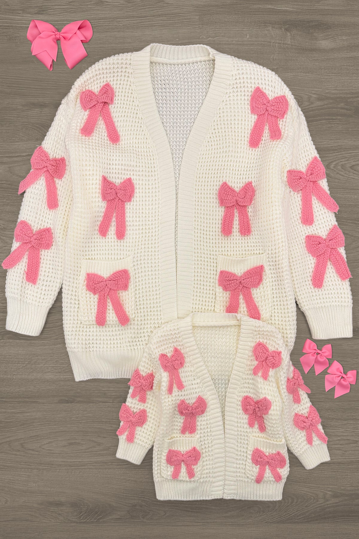 Mom & Me - Cream Knit Bow Cardigan