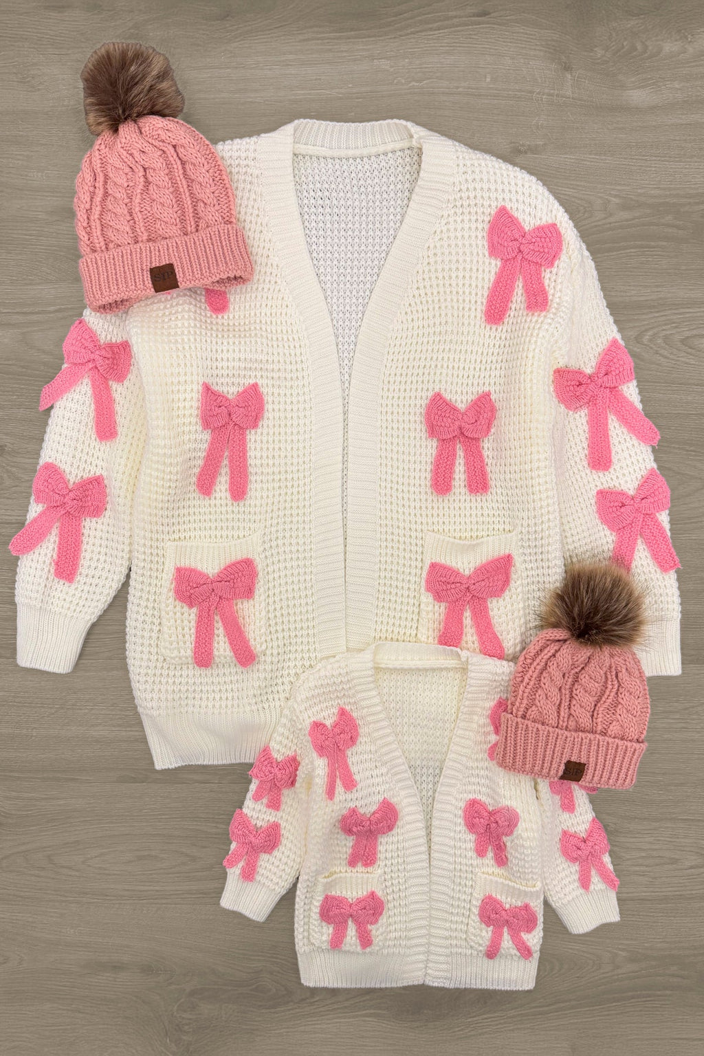 Mom & Me - Cream Knit Bow Cardigan