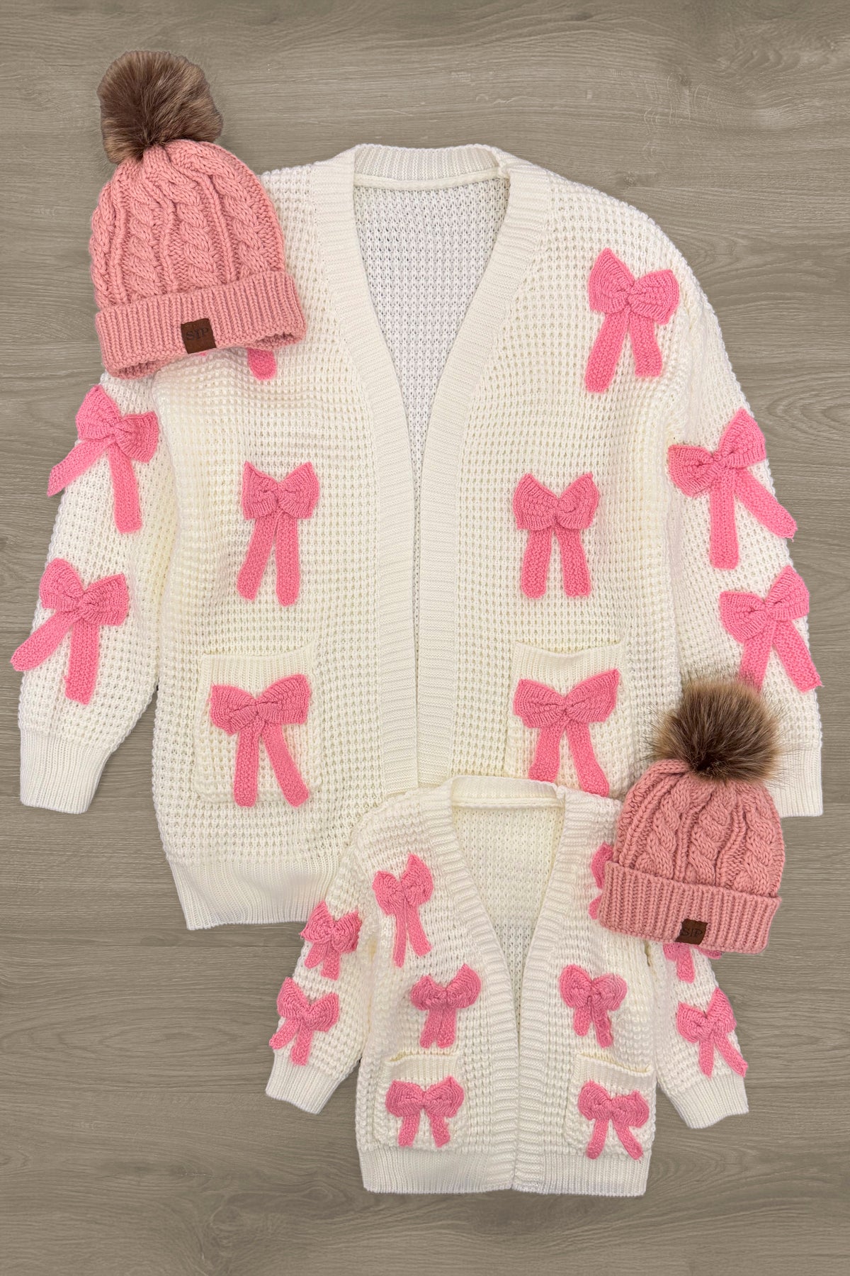 Mom & Me - Cream Knit Bow Cardigan