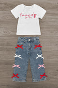 "Loved, John 3:16" Denim Pant Set