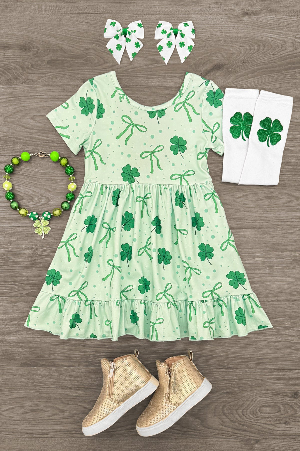 Green Bow & Shamrock Dress