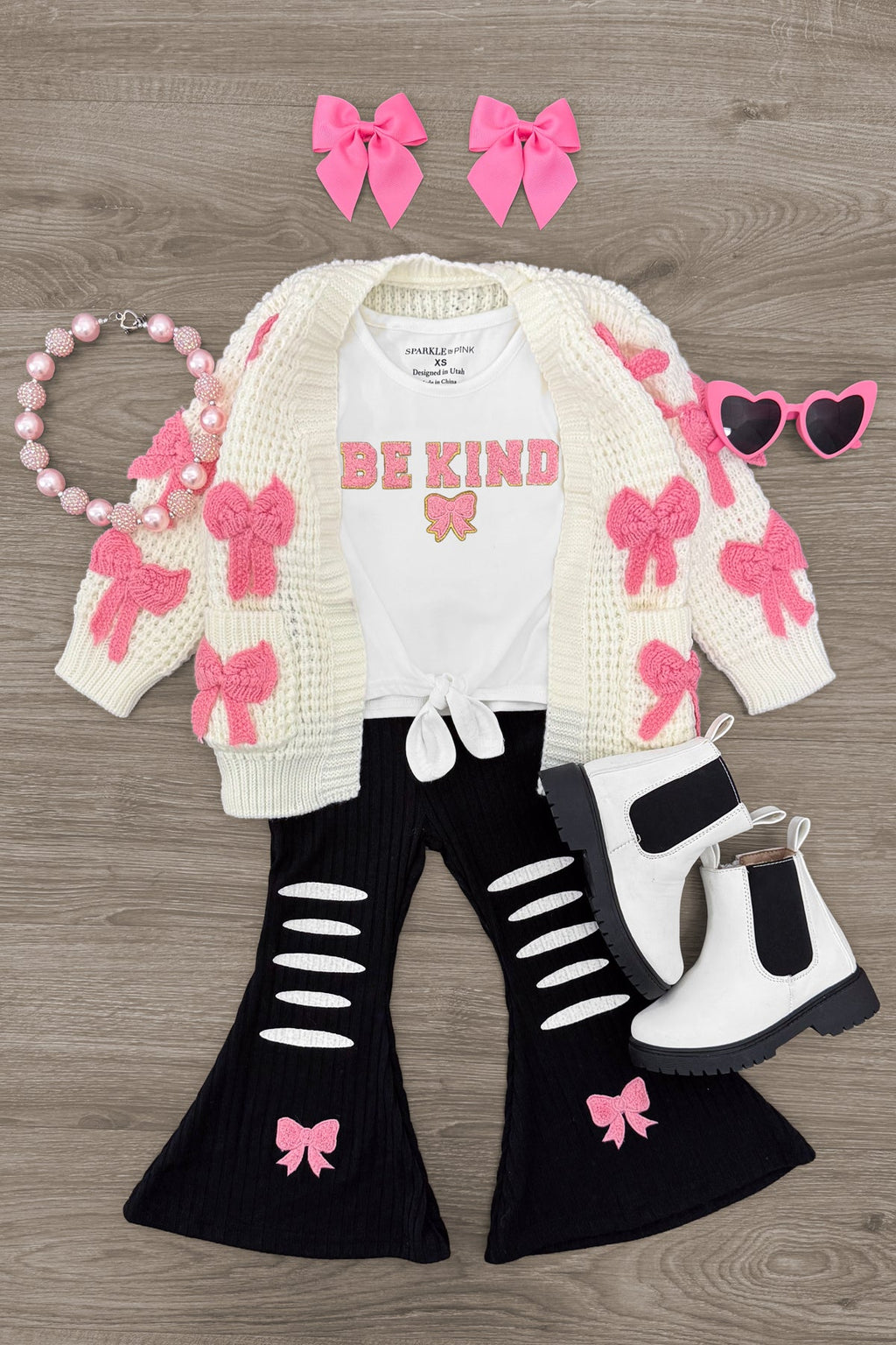 "Be Kind" Ribbed Flare Pant Set