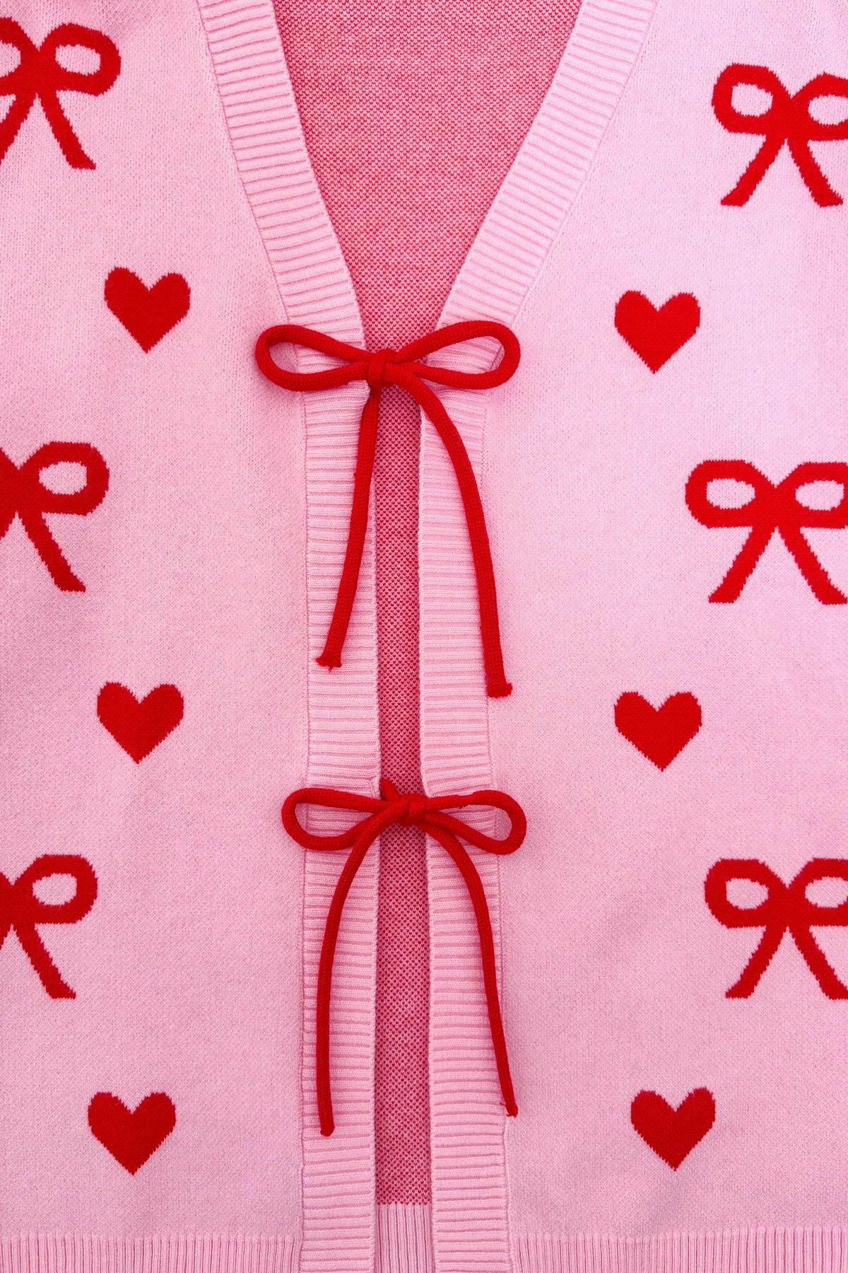 Mom & Me - Pink Heart & Bow Sweater Cardigan