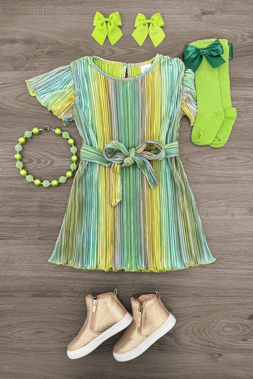 Green Metallic Glitter Dress