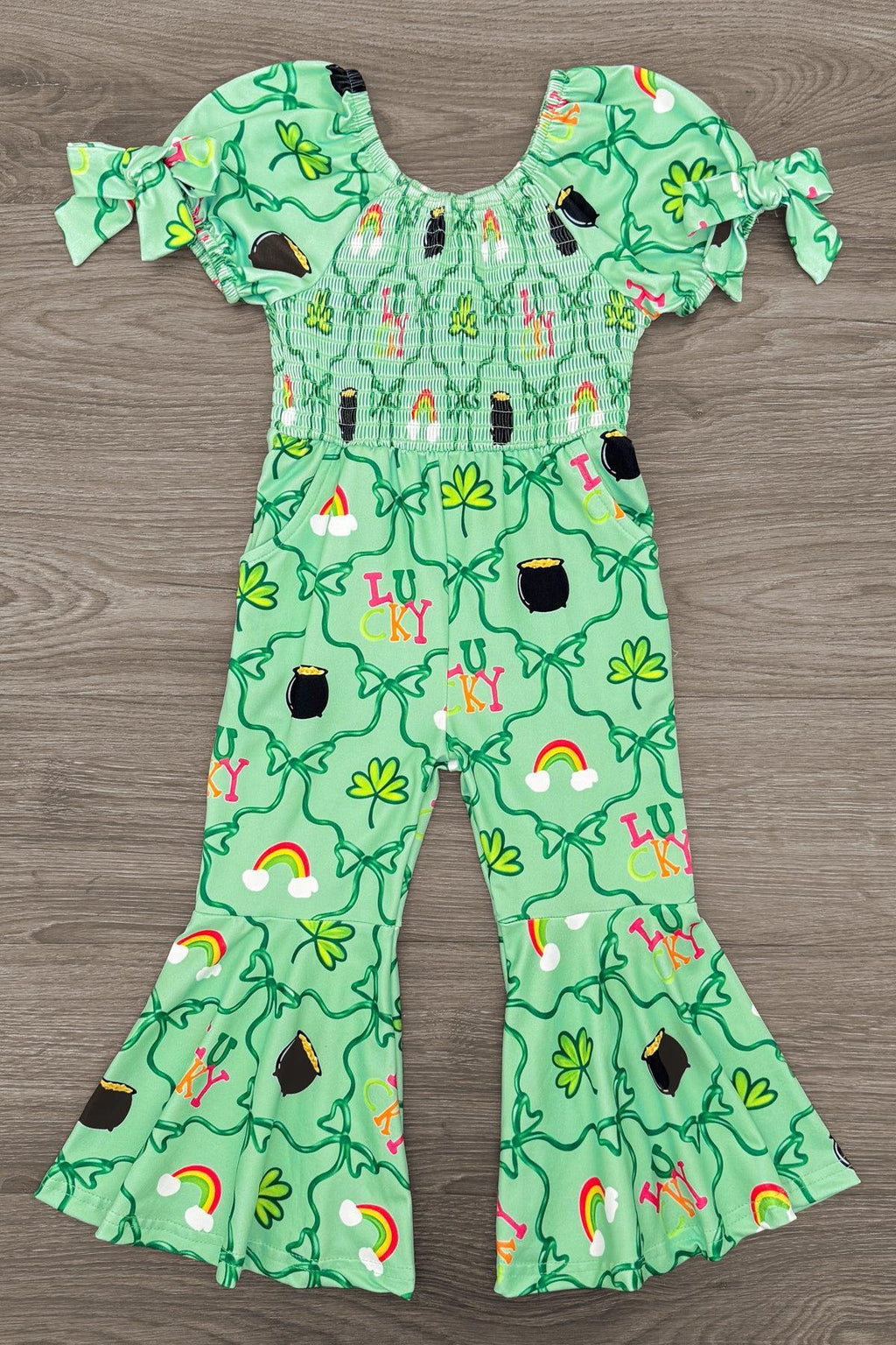"Lucky" Green Bell Bottom Jumpsuit
