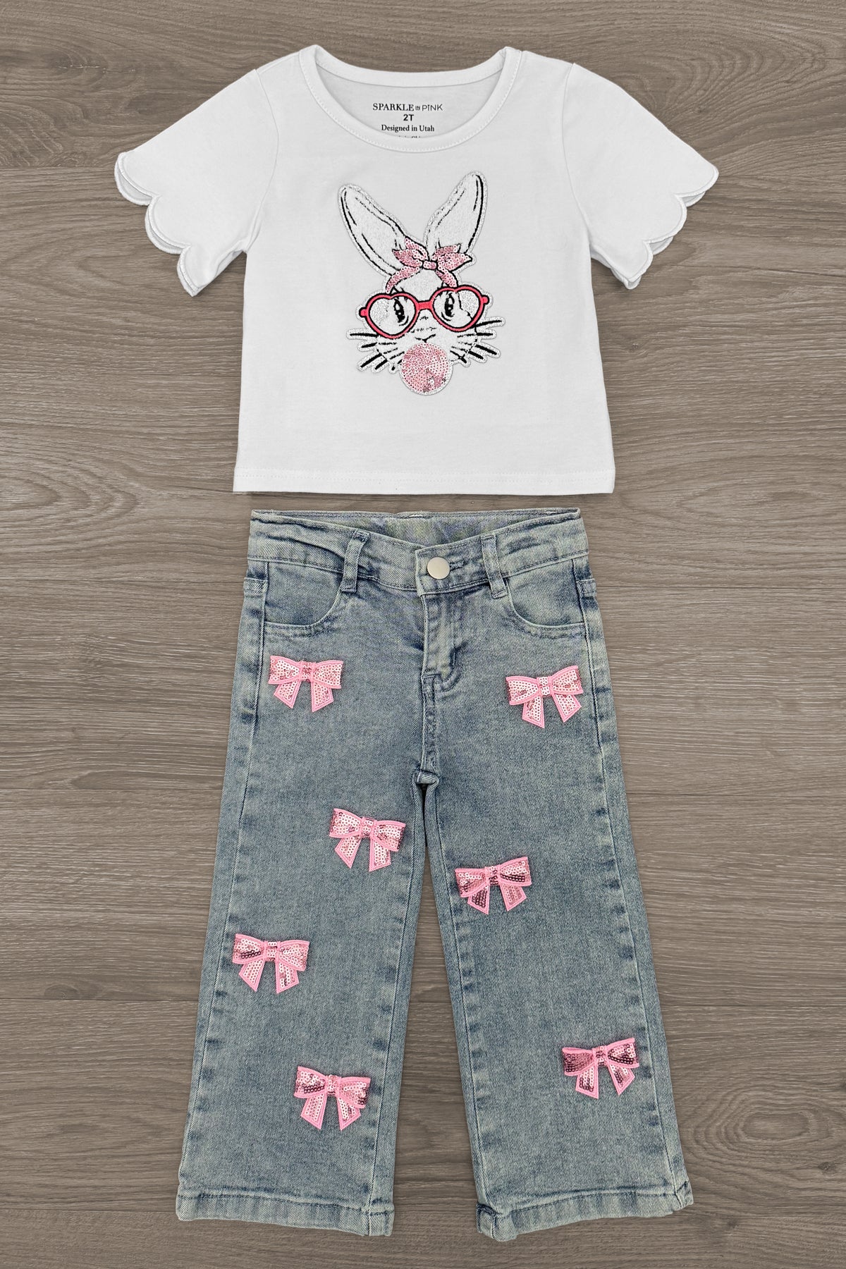 Bunny & Bows Sequin Denim Pant Set