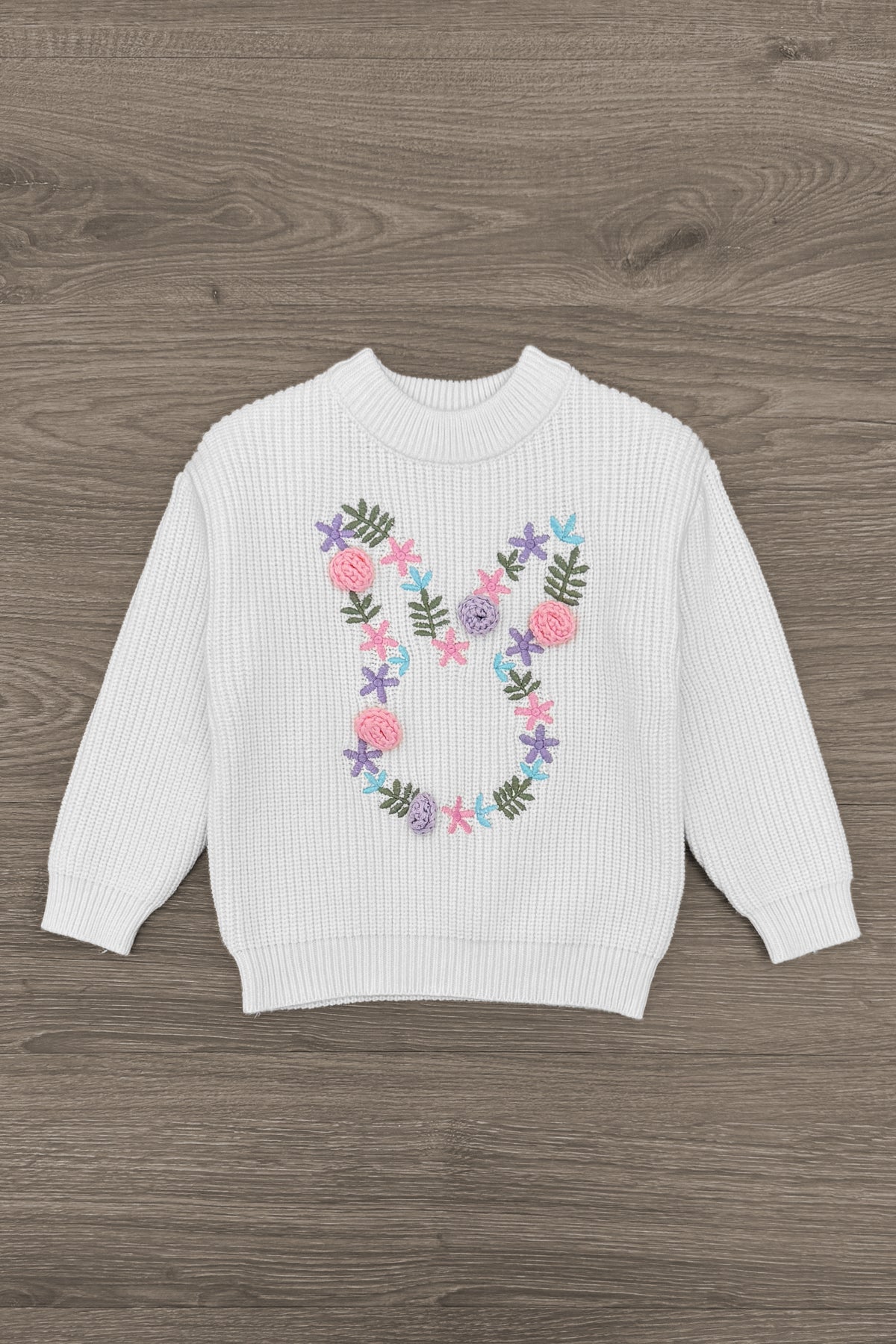 Floral Knit Bunny Sequin Bell Bottom Set