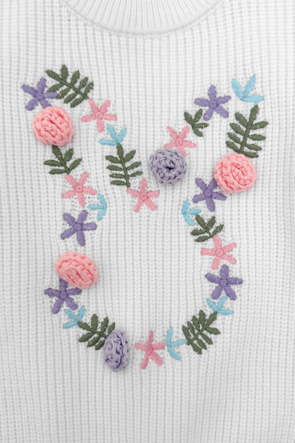 Floral Knit Bunny Sequin Bell Bottom Set