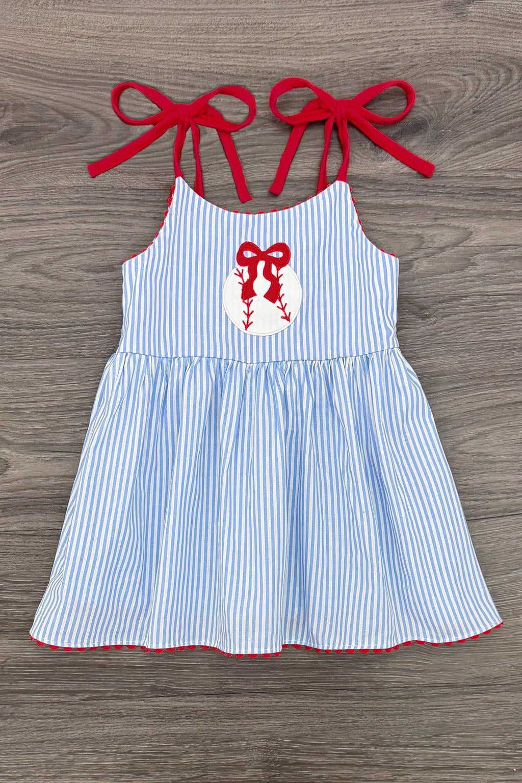 Blue & Red Striped Baseball Short Set