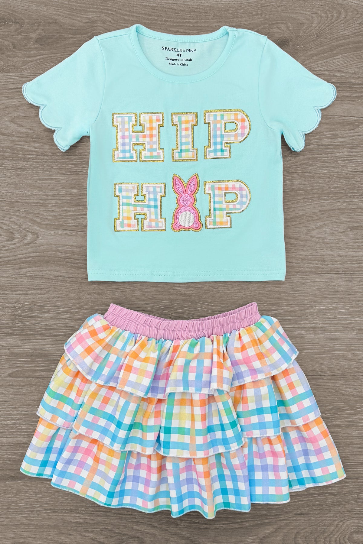 "Hip Hop" Rainbow Plaid Skirt Set