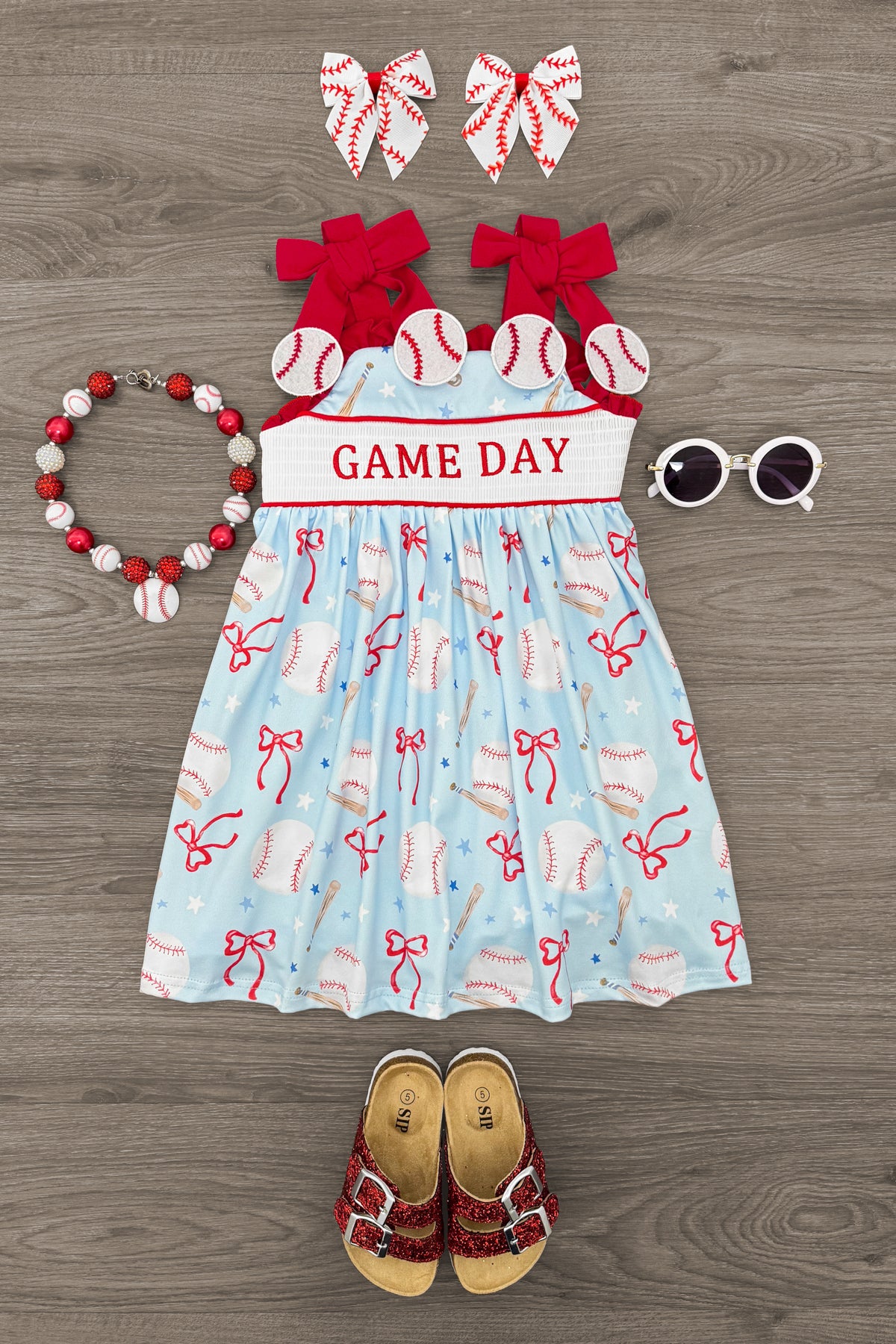 "Game Day" Baseball & Bows Dress