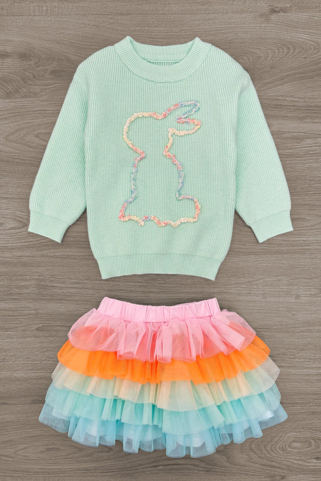 Mint Knit Bunny Tutu Skirt Set