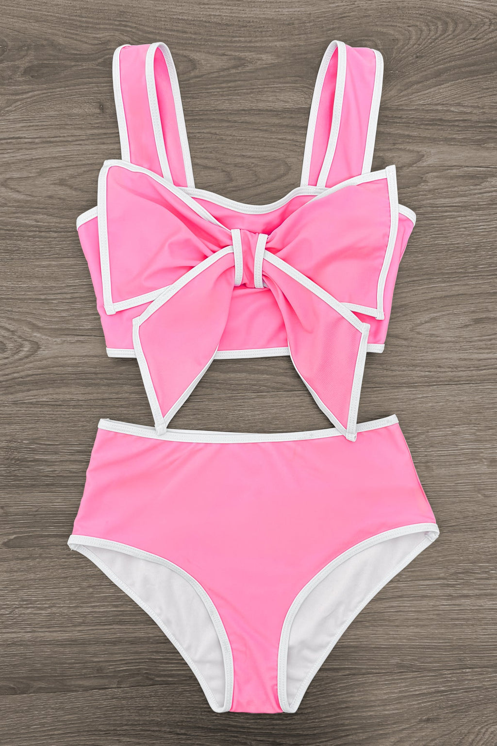 Mom & Me - Pink & White Bow Bikini