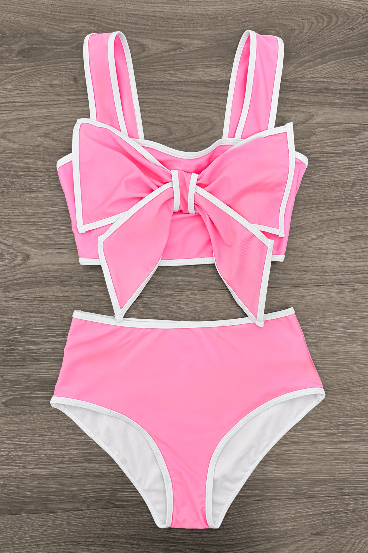 Mom & Me - Pink & White Bow Bikini