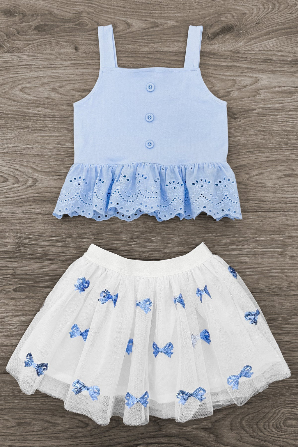 Blue Bow Tutu Skirt Set