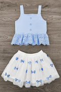 Blue Bow Tutu Skirt Set