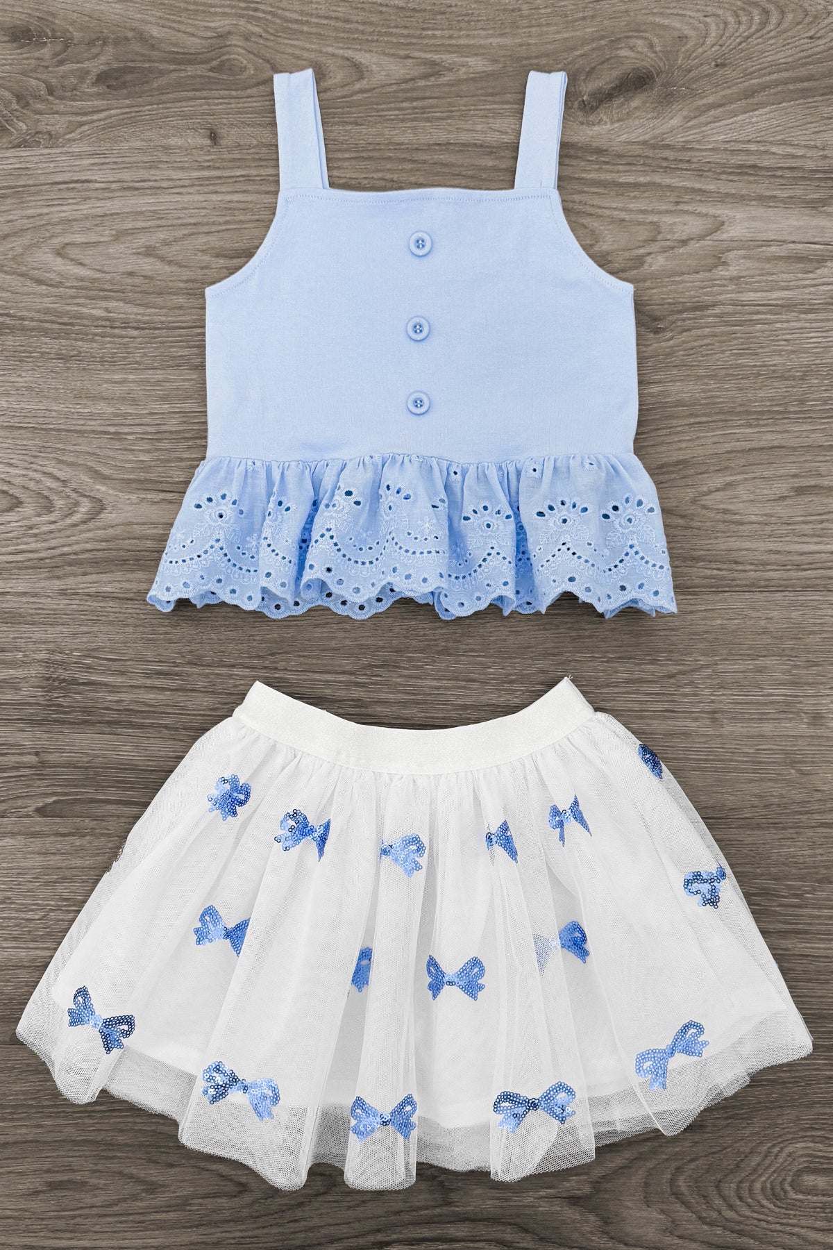 Blue Bow Tutu Skirt Set