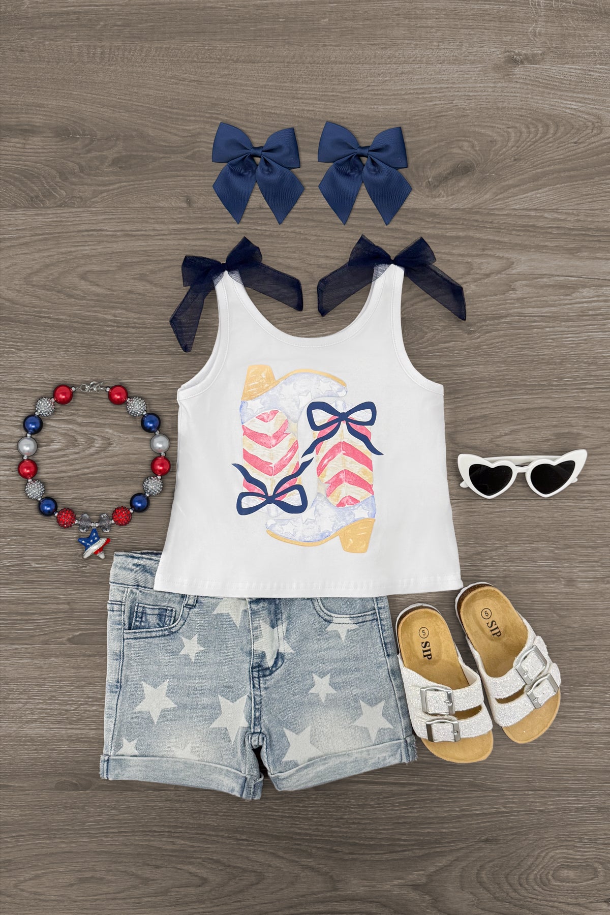 Cowgirl Bow Denim Short Set