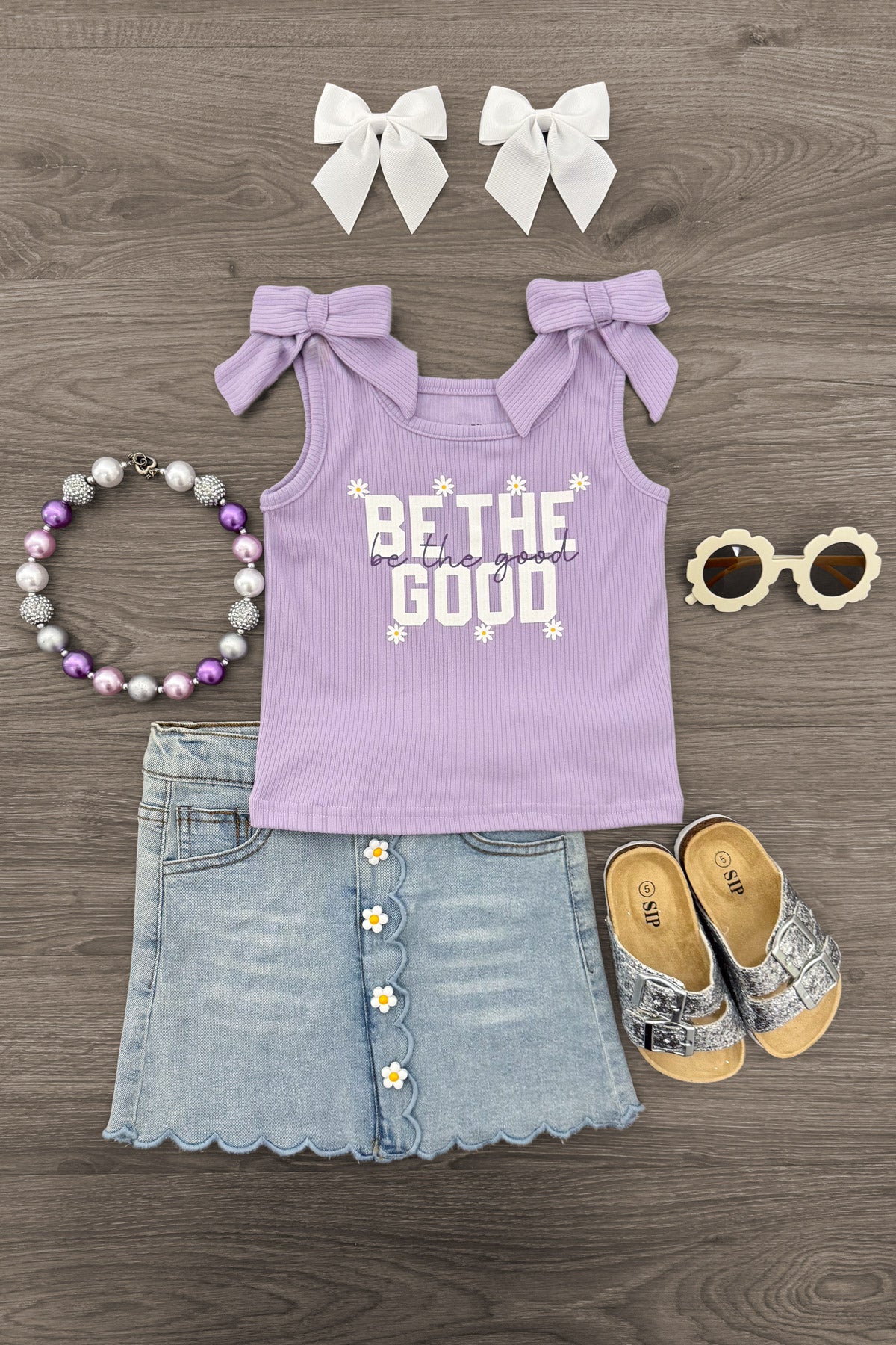 "Be The Good" Daisy Denim Skirt Set