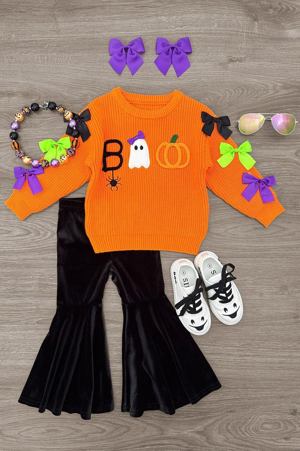 "Boo" Velvet Bell Bottom Set