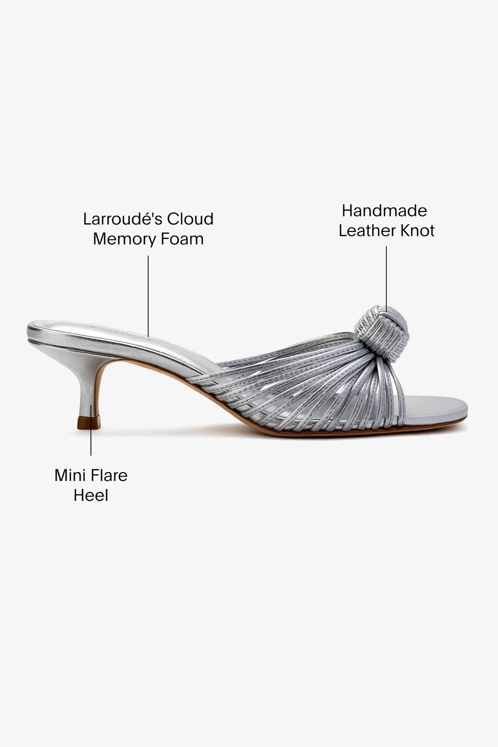 Valerie Mule In Silver Metallic Leather